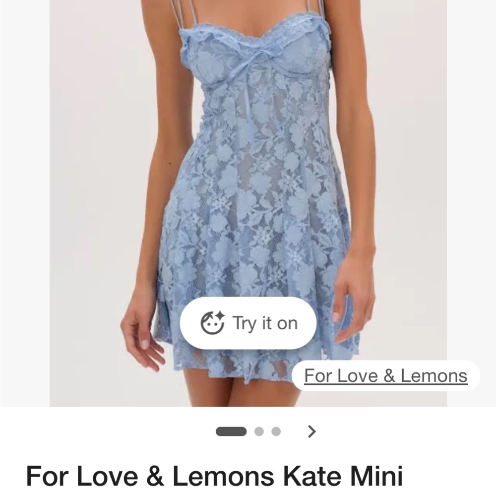 For Love And Lemons Light Blue Lace Mini Dress